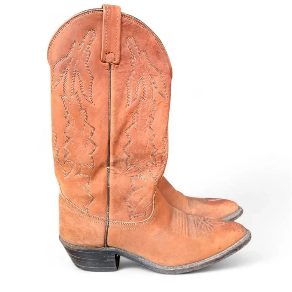 Dan Post Men’s 8.5D Brown Leather Cowboy Western Boots Leather Made USA